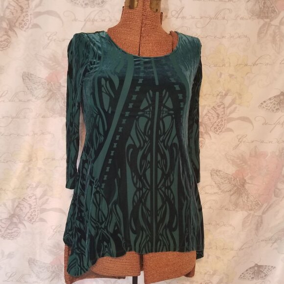 Style & Co. Green Velvet Top + Petite Small - Picture 5 of 5